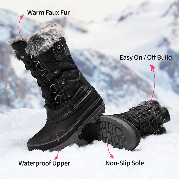 Kids Waterproof Snow Boots - BLACK - 3